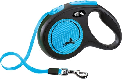 Flexi Rollijn New Classic Neon Tape Zwart / Blauw hondenhalsband hondenriem