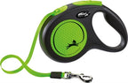 Flexi Rollijn New Classic Neon Tape Zwart / Groen hondenhalsband hondenriem