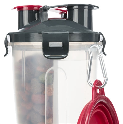 Trixie Waterfles / Voerfles Inclusief Reisbak Kunststof / Silicone outdoor 2x350 ml 11x11x23 cm