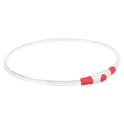 TRIXIE LICHTGEVENDE HALSBAND USB FLASH LIGHT OPLAADBAAR TPU ROOD 40X0,8 CM