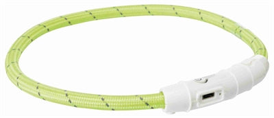 TRIXIE LICHTGEVENDE HALSBAND HOND FLASH USB TPU / NYLON GROEN 45X0,7 CM