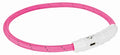 TRIXIE LICHTGEVENDE HALSBAND HOND FLASH USB TPU / NYLON ROZE 35X0,7 CM