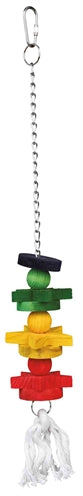 TRIXIE VOGELSPEELGOED AAN KETTING MET TOUW / HOUT MEERKLEURIG 30 CM