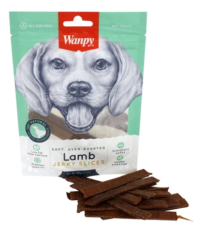 Wanpy Soft Oven-roasted Lamb Jerky Slices hondensnacks zacht 100 gr