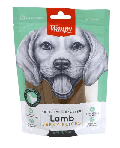 Wanpy Soft Oven-roasted Lamb Jerky Slices hondensnacks zacht 100 gr