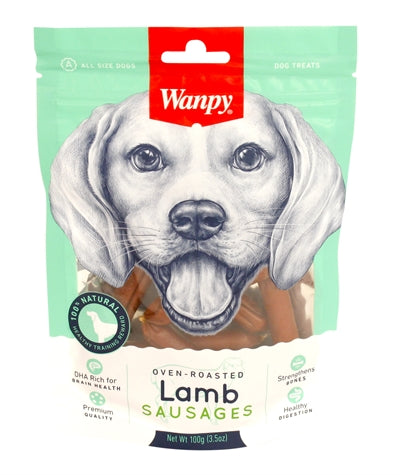 Wanpy Oven-roasted Lamb Sausages hondensnacks gedroogd 100 gr