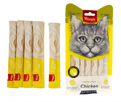 Wanpy Creamy Lickable Treats Chicken kattensnacks zacht 14 gr 5 st