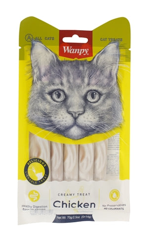 Wanpy Creamy Lickable Treats Chicken kattensnacks zacht 14 gr 5 st
