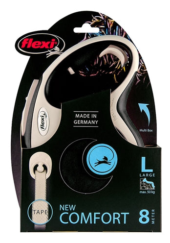 Flexi Rollijn New Comfort Tape Zwart hondenhalsband hondenriem L 8 Mtr
