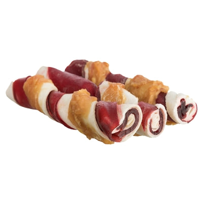 Trixie Denta Fun Barbecue Chicken Chewing Rolls hondensnacks kauwsnack 12 cm 3 st 105 gr