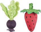 Trixie Speelbal Set Biet / Aardbei Hout / Loofah knaagdierspeelgoed 6/9 cm