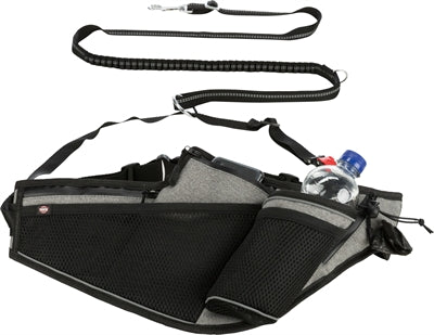 Trixie Joggingriem Met Lijn Grijs / Zwart hondenhalsband hondenriem 115-150x2 cm / 70-130x23 cm