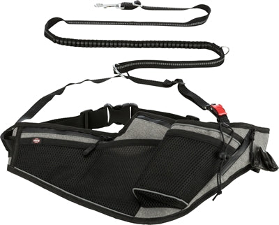 Trixie Joggingriem Met Lijn Grijs / Zwart hondenhalsband hondenriem 115-150x2 cm / 70-130x23 cm