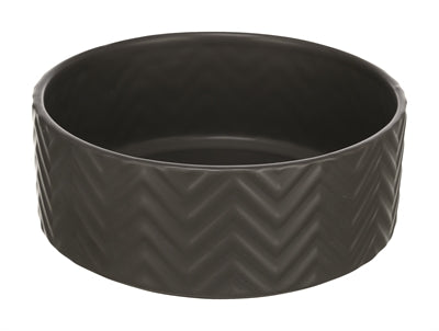 TRIXIE VOERBAK / DRINKBAK WAVE KERAMIEK GRIJS 13 CM 400 ML