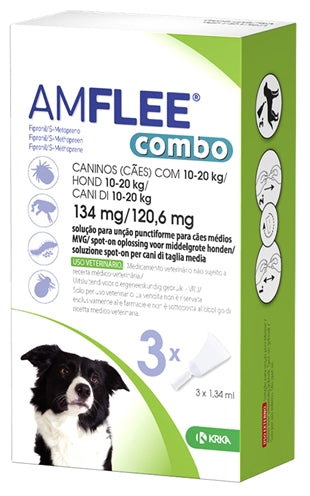 KRKA AMFLEE COMBO SPOT ON HOND 10-20 KG134 MG 3 PIP