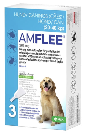 KRKA AMFLEE SPOT ON HOND 20-40 KG 268 MG 3 PIP
