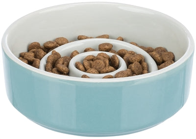 Trixie Voerbak Slowfeeding Keramiek Grijs / Blauw hond