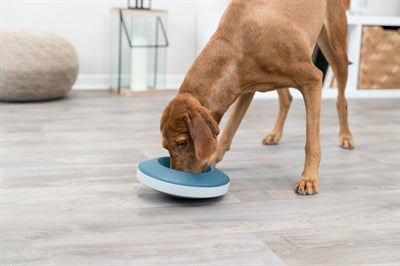Trixie Slowfeeding Rocking Bowl Kunststof / TPR Grijs / Blauw voerbak hond 23x23 cm 500 ml