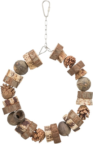 Trixie Ringschommel Hout / Dennenappels Naturel vogelspeelgoed 18x18 cm