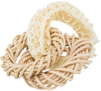 Trixie Luffaring Met Rotan-en Maïsblad Ring Naturel knaagdierspeelgoed 13x13 cm
