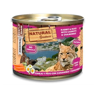 Natural Greatness Rabbit / Duck With Carrots And Chamomile kattenvoer natvoer 185 gr