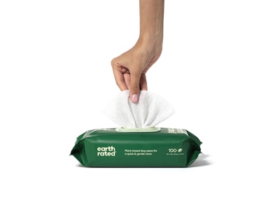Earth Rated Dog Wipes Geurloos Composteerbaar hondenpoepzakjes 20,5x20,5 cm 100 st