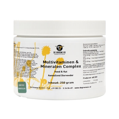 DE GROENE OS MULTIVITAMINEN / MINERALEN COMPLEX HOND / KAT 250 GR