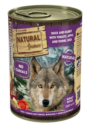 Natural Greatness Duck / Rabbit / Tomato / Apple / Fennel Seeds hondenvoer natvoer 400 gr