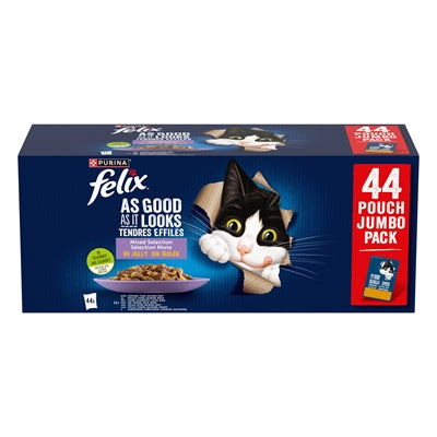 FELIX POUCH ELKE DAG FEEST IN GELEI MIX BOX TONIJN / ZALM / RUND / KIP 44X85 GR