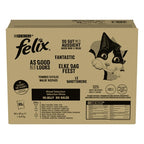 Felix Pouch Elke Dag Feest in Gelei Tonijn / Kabeljauw / Rund / Kip kattenvoer natvoer 80x85 gr