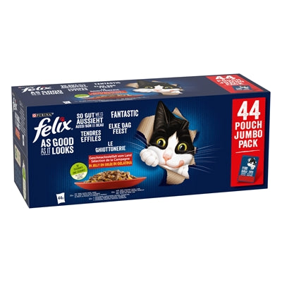 Felix Elke Dag Feest Countryside Selectie Rund / Kip / Eend / Lam kattenvoer natvoer 44x85 gr