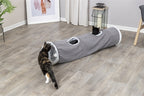 Trixie Katten Speeltunnel Harvey Velours / Pluche Grijs kattenspeelgoed 116x27 cm