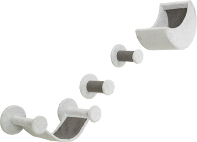 TRIXIE KATTEN KLIMSET VOOR AAN DE MUUR 4 KLIMPLEKKEN WIT / GRIJS 78X30X30 CM