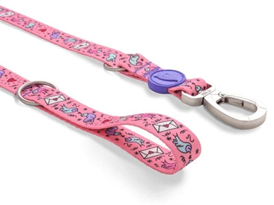 Morso Hondenriem Verstelbaar Gerecycled Sweet Tweet Roze hondenhalsband nylon