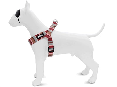 Morso Mini Hondentuig Verstelbaar Gerecycled Skyline Rood / Roze hondenhalsband hondenriem nylon