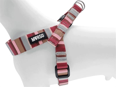 Morso Mini Hondentuig Verstelbaar Gerecycled Skyline Rood / Roze hondenhalsband hondenriem nylon