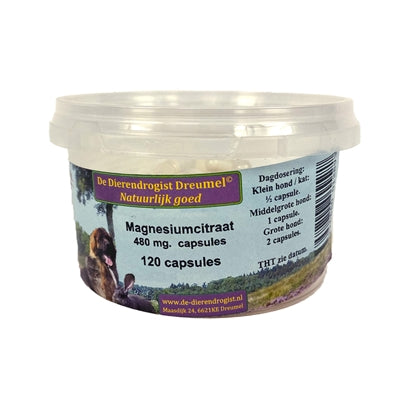 Dierendrogist Magnesium Citraat Capsules voedingssupplement hond