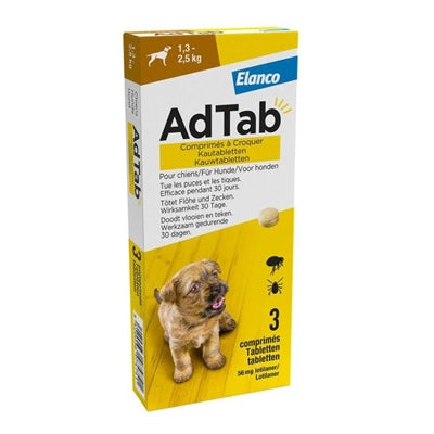 ADTAB KAUWTABLET HOND 1,3-2,5 KG 3 TBL