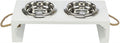Trixie be Nordic Set Voerbak / Waterbak Hout / Rvs Wit hond