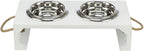 Trixie be Nordic Set Voerbak / Waterbak Hout / Rvs Wit hond