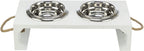 Trixie be Nordic Set Voerbak / Waterbak Hout / Rvs Wit hond