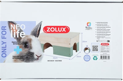 Zolux Neolife Houten Huisje Konijn Groen knaagdierspeelgoed 40x25x20 cm