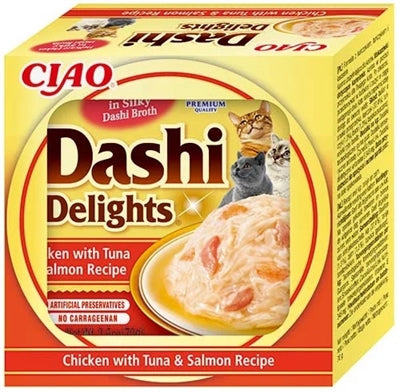 INABA DASHI DELIGHTS CHICKEN WITH TUNA & SALMON RECIPE 70 GR