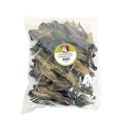Petsnack Konijnenoren Zonder Vacht hondensnacks gedroogd 1 kg