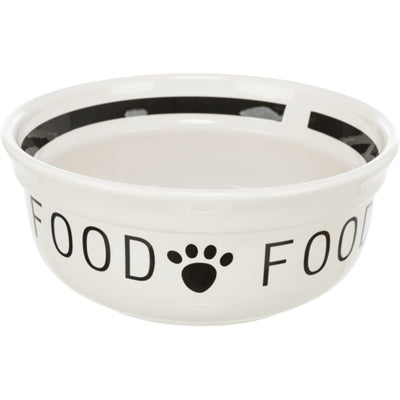 TRIXIE VOERBAK HOND FOOD KERAMIEK WIT / ZWART 1,6 LTR 20 CM