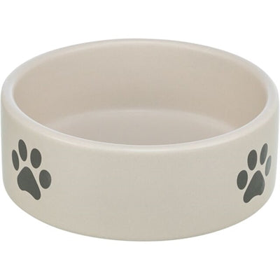 TRIXIE VOERBAK / DRINKBAK HOND POOTMOTIEF KERAMIEK LICHTGRIJS / GRIJS 1,4 LTR 20 CM
