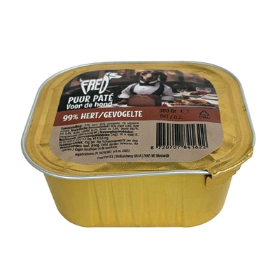 Freds Kuipje Hond Puur Hert / Gevogelte hondenvoer natvoer 9x300 gr