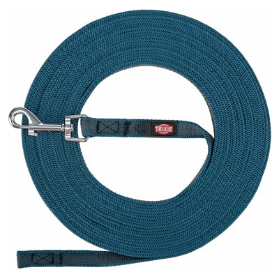 TRIXIE HONDENRIEM SLEEPLIJN MET RUBBER ANTI SLIP PETROL BLAUW L/XL 10 MTR X 1,7 CM