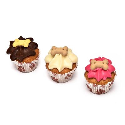 The Barking Bakery Mini Iced Woofins Vanilla en Carob Trio Assorti hondenkoekjes