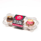 The Barking Bakery Mini Iced Woofins Vanilla en Carob Trio Assorti hondenkoekjes